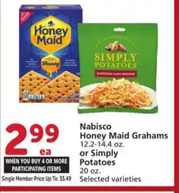 Vons Nabisco Honey Maid Grahams 12.2-14.4 oz. or Simply Potatoes 20 oz offer