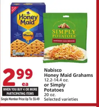 Vons Nabisco Honey Maid Grahams 12.2-14.4 oz. or Simply Potatoes 20 oz offer