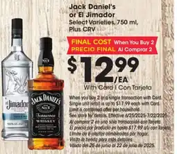 Ralphs Jack Daniel's or El Jimador offer