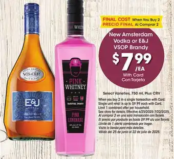 Ralphs New Amsterdam Vodka or E & J VSOP Brandy offer