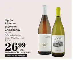 Pavilions Opolo Albarino or Jordan Chardonnay offer