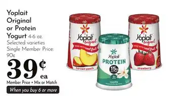 Pavilions Yoplait Original or Protein Yogurt offer