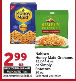 Albertsons Nabisco Honey Maid Grahams 12.2-14.4 oz. or Simply Potatoes 20 oz offer