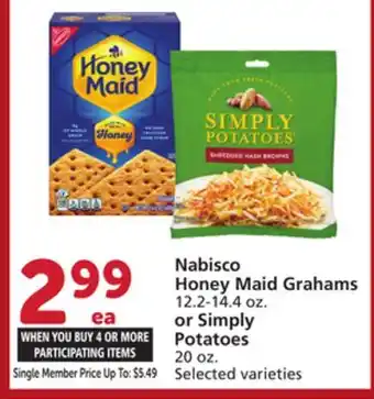 Albertsons Nabisco Honey Maid Grahams 12.2-14.4 oz. or Simply Potatoes 20 oz offer