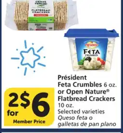 Albertsons Président Feta Crumbles 6 oz. or Open Nature Flatbread Crackers 10 oz offer