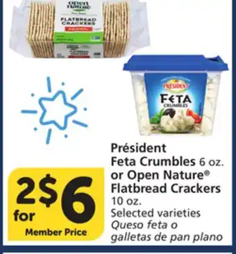 Albertsons Président Feta Crumbles 6 oz. or Open Nature Flatbread Crackers 10 oz offer