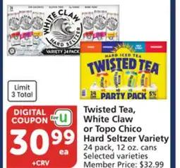 Albertsons Twisted Tea, White Claw or Topo Chico Hard Seltzer Variety offer