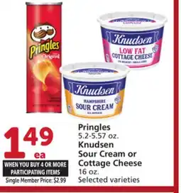Albertsons Pringles 5.2-5.57 oz., Knudsen Sour Cream or Cottage Cheese 16 oz offer