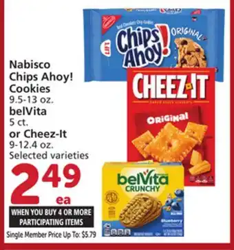 Albertsons Nabisco Chips Ahoy! Cookies 9.5-13 oz. belVita 5 ct. or Cheez-It 9-12.4 oz offer