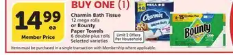 Albertsons Charmin Bath Tissue 12 mega rolls or Bounty Paper Towels 6 double plus rolls offer