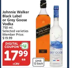 Albertsons Johnnie Walker Black Label or Grey Goose Vodka offer