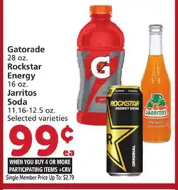 Albertsons Gatorade 28 oz., Rockstar Energy 16 oz., Jarritos Soda 11.16-12.5 oz offer
