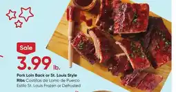 Stater Bros Pork Loin Back or St. Louis Style Ribs offer