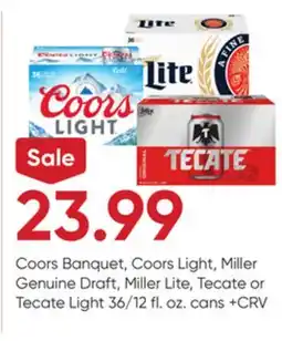 Stater Bros Coors Banquet, Coors Light, Miller Genuine Draft, Miller Lite, Tecate or Tecate Light offer