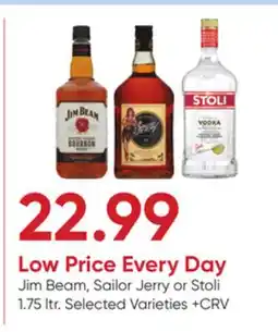 Stater Bros Jim Beam, Sailor Jerry or Stoli offer