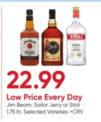 Stater Bros Jim Beam, Sailor Jerry or Stoli offer