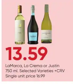 Stater Bros LaMarca, La Crema or Justin offer