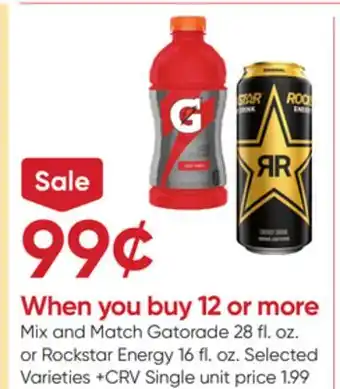 Stater Bros Gatorade 28 fl. oz. or Rockstar Energy 16 fl. oz offer