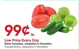 Stater Bros Roma Tomatoes, Jalapeños or Tomatillos offer