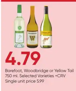 Stater Bros Barefoot, Woodbridge or Yellow Tail offer
