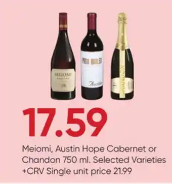 Stater Bros Meiomi, Austin Hope Cabernet or Chandon offer