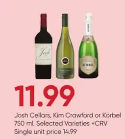 Stater Bros Josh Cellars, Kim Crawford or Korbel offer
