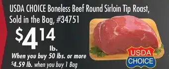 Smart & Final USDA CHOICE Boneless Beef Round Sirloin Tip Roast offer