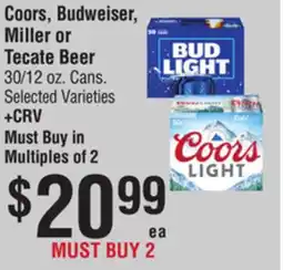 Smart & Final Coors, Budweiser, Miller or Tecate Beer offer
