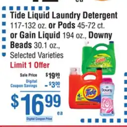 Smart & Final Tide Liquid Laundry Detergent or Pods or Gain Liquid, Downy Beads offer
