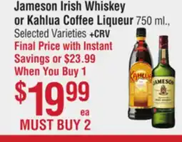 Smart & Final Jameson Irish Whiskey or Kahlua Coffee Liqueur offer