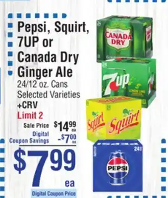 Smart & Final Pepsi, Squirt, 7UP or Canada Dry Ginger Ale offer