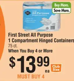 Smart & Final First Street All Purpose 1 Compartment Hinged Containers offer