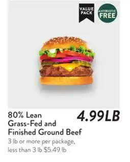 Fresh Thyme 80% Lean Grass-Fed and Finished Ground Beef offer