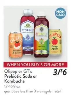 Fresh Thyme Olipop or GT's Prebiotic Soda or Kombucha offer