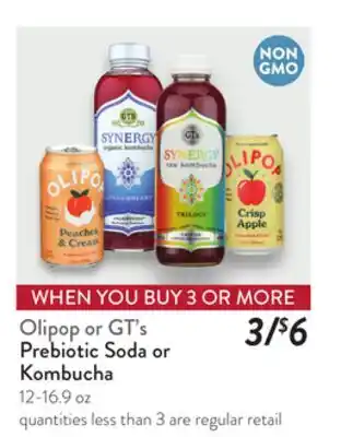 Fresh Thyme Olipop or GT's Prebiotic Soda or Kombucha offer