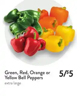 Fresh Thyme Green, Red, Orange or Yellow Bell Peppers offer