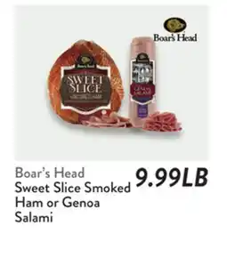 Fresh Thyme Boar's Head Sweet Slice Smoked Ham or Genoa Salami offer