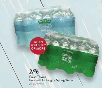 Fresh Thyme Fresh Thyme Purified Drinking or Spring Water offer