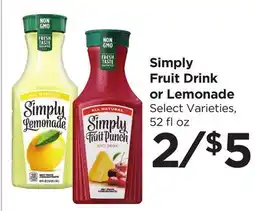 Food 4 Less Simply Fruit Drink or Lemonade offer