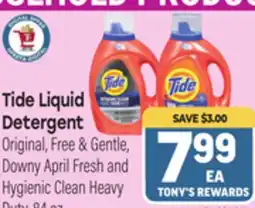 Tony’s Fresh Market Tide Liquid Detergent Original, & Gentle, Downy April Fresh and Hygienic Clean Heavy Duty offer