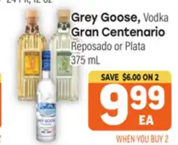 Tony’s Fresh Market Grey Goose, Vodka., Gran Centenario Reposado or Plata offer