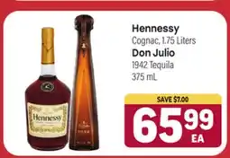 Tony’s Fresh Market Hennessy Cognac, 1.75 Liters, Don Julio 1942 Tequila 375 mL offer