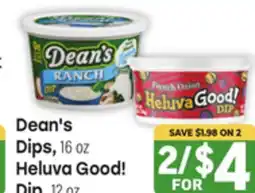 Tony’s Fresh Market Dean's Dips, 16 oz, Heluva Good! Dip, 12 oz offer