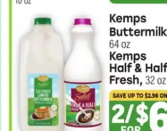 Tony’s Fresh Market Kemps Buttermilk, 64 oz Kemps Half & Half Fresh, 32 oz offer