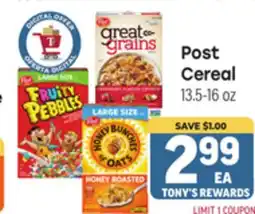 Tony’s Fresh Market Post Cereal offer