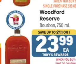 Tony’s Fresh Market Woodford Reserve offer