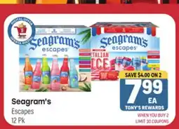 Tony’s Fresh Market Seagram's Escapes offer