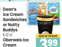 Tony’s Fresh Market Dean's Ice Cream Sandwiches or Nutty Buddys 6-12 ct Oberweis Ice Cream 16 oz offer
