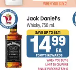 Tony’s Fresh Market Jack Daniel's Whisky offer