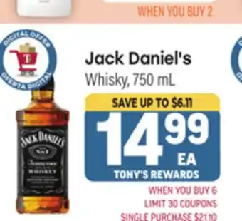 Tony’s Fresh Market Jack Daniel's Whisky offer
